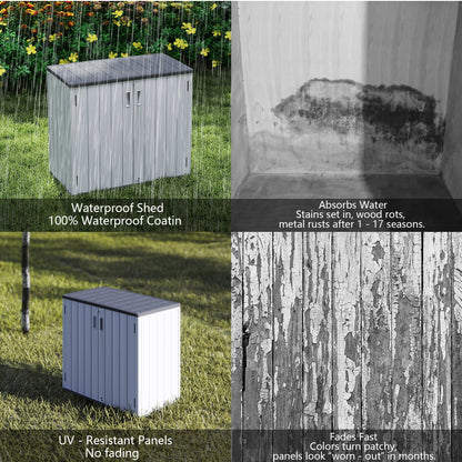 LAUSAINT HOME Vertical Storage Shed, Outdoor Storage Cabinet Resin Waterproof for Garden, Patio, Backyard