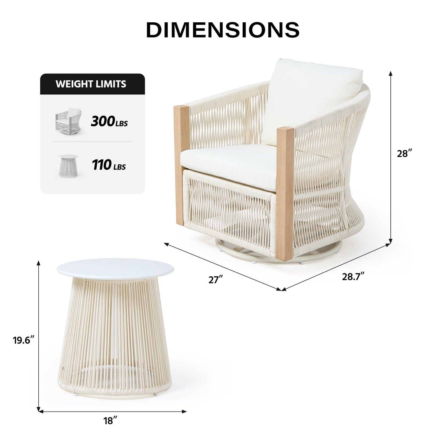 LAUSAINT HOME 3-Piece Outdoor Swivel Rocking Bistro Set