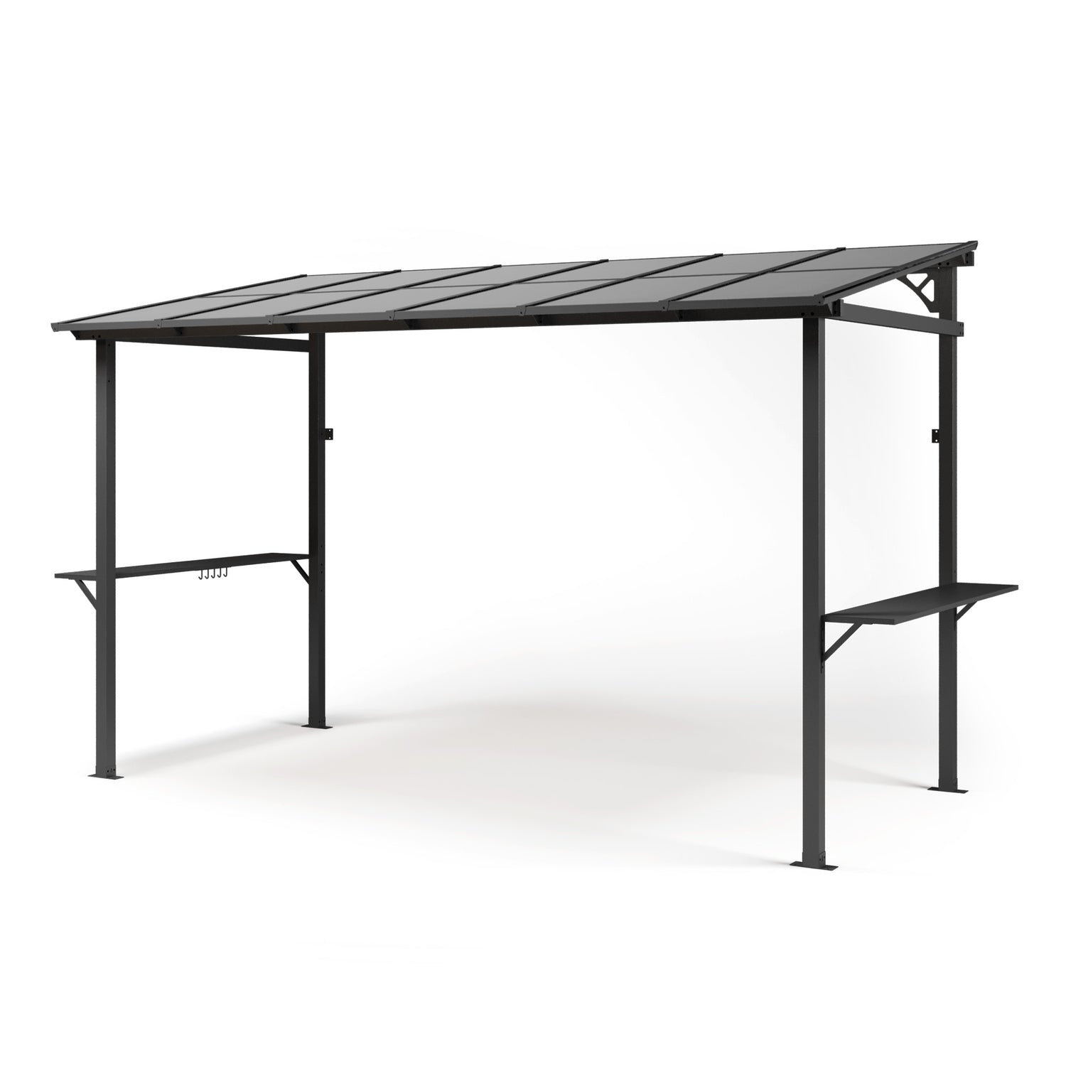LAUSAINT HOME 12x6 ft Hardtop Grill Gazebo Sloping PC Roof BBQ Patio Metal Gazebo