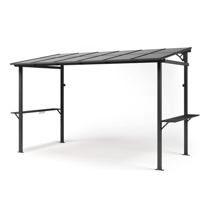 LAUSAINT HOME 12x6 ft Hardtop Grill Gazebo Sloping PC Roof BBQ Patio Metal Gazebo