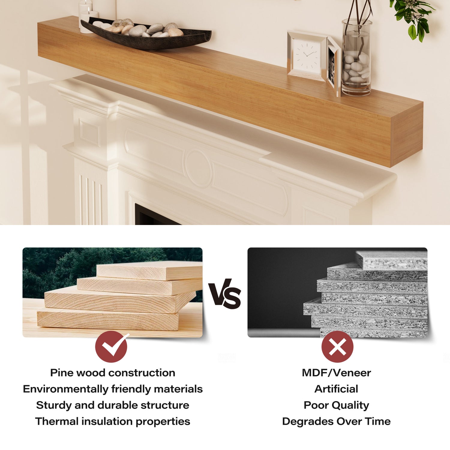 LAUSAINT HOME Floating Mantel Shelf