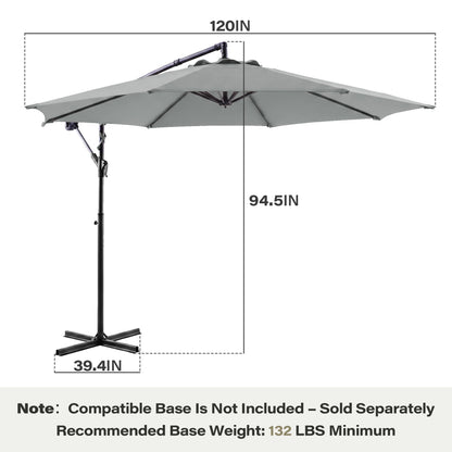 LAUSAINT HOME 10ft Offset Patio Umbrella, Cantilever Hanging Market Umbrella