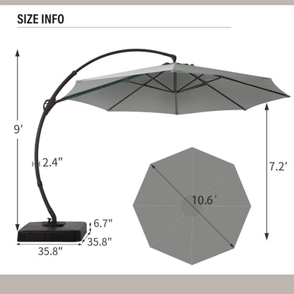LAUSAINT HOME Outdoor Patio Umbrella with Base Included, Large Sun Shade Cantilever Umbrella Deluxe Curvy