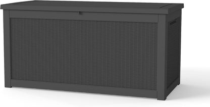 LAUSAINT HOME Resin Deck Box for Outdoor Storage - Weatherproof Patio Storage Bench