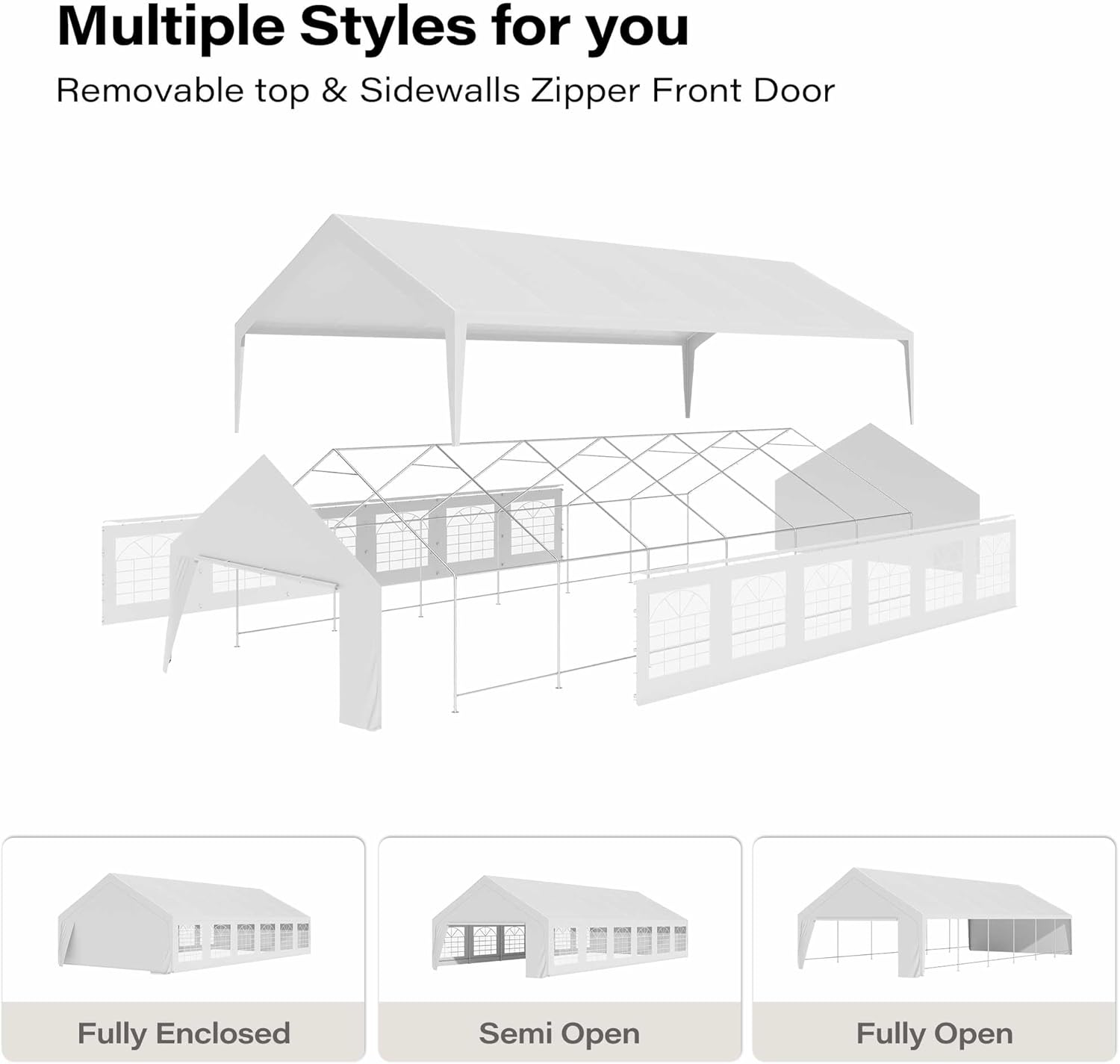 LAUSAINT HOME Party Tent Canopy, Waterproof Heavy-Duty Event Shelter with Removable Sidewalls