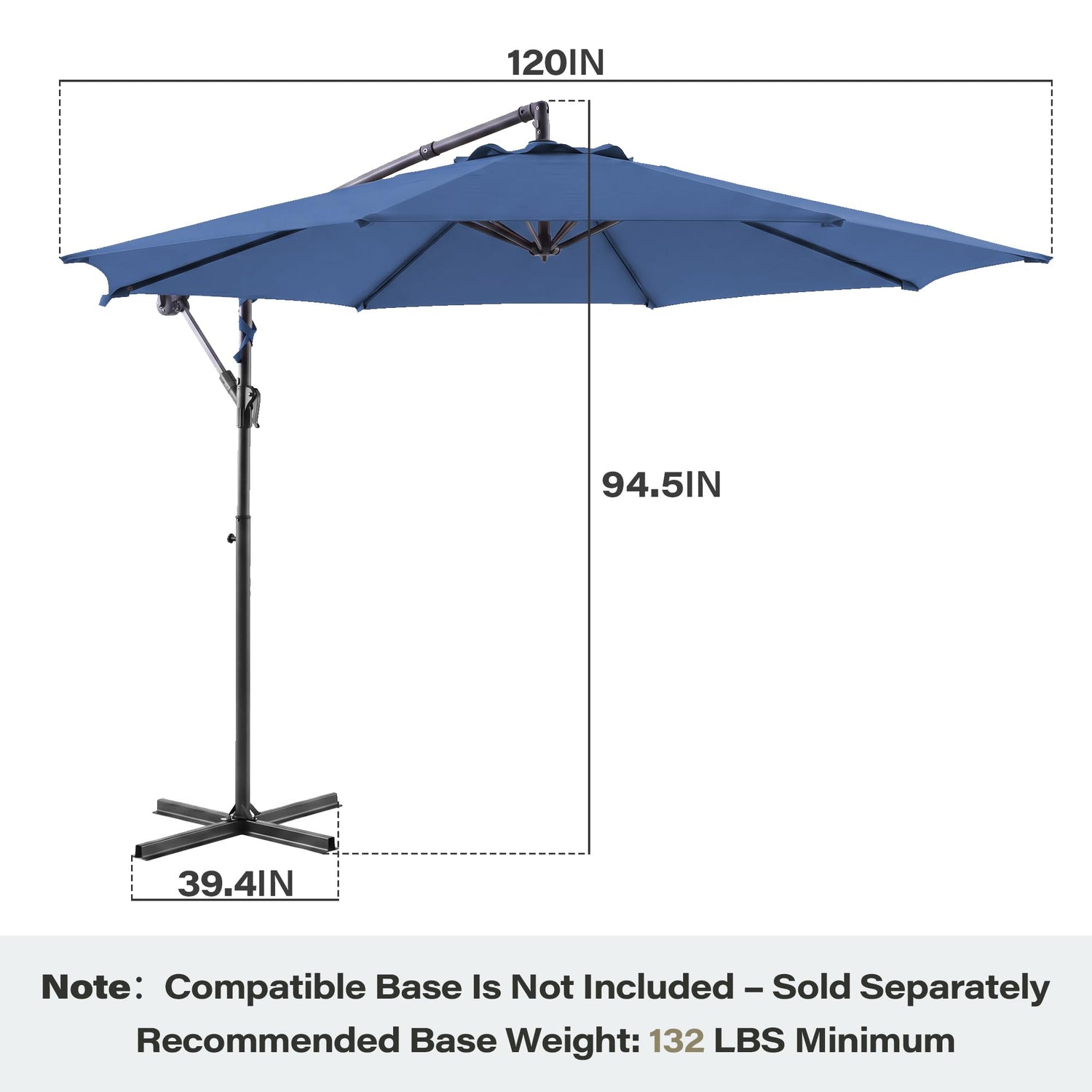 LAUSAINT HOME 10ft Offset Patio Umbrella, Cantilever Hanging Market Umbrella