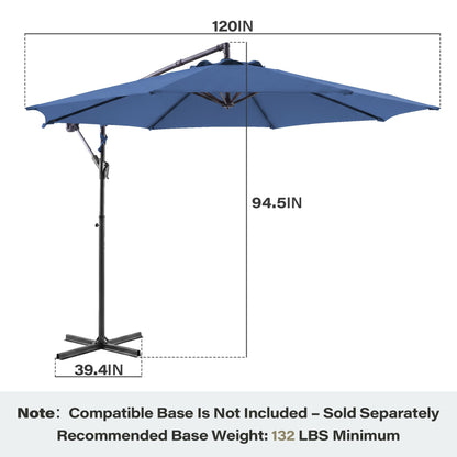 LAUSAINT HOME 10ft Offset Patio Umbrella, Cantilever Hanging Market Umbrella