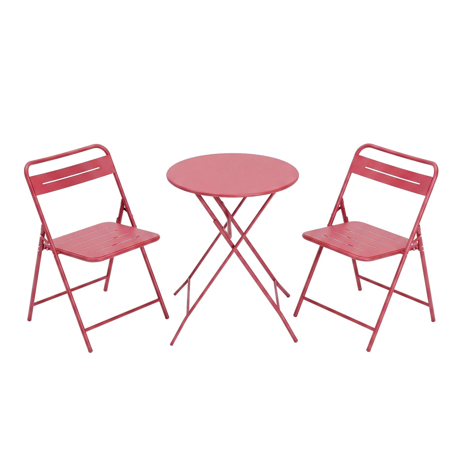 LAUSAINT HOME 3-Piece Steel Folding Bistro Set, Premium Weather-Resistant Patio Table &amp; 2 Chairs