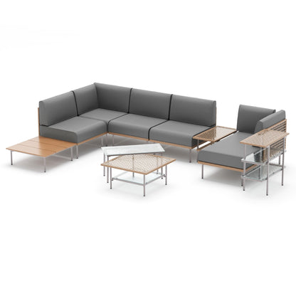 LAUSAINT HOME 7-Piece Outdoor Patio Furniture Set, Wicker Outdoor Conversation Set PE Rattan Sectional Sofa with Washable Cushions and Tempered Glass Table for Garden (Grey)
