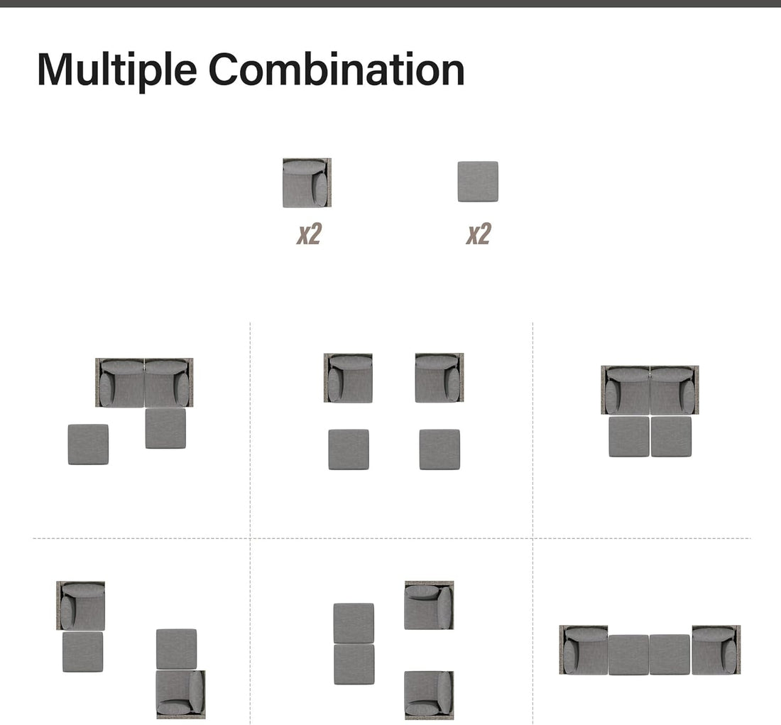 LAUSAINT HOME 4 Piece Outdoor Patio Furniture, Outdoor Sectional Sofa All Weather Grey