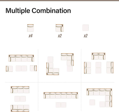 LAUSAINT HOME Outdoor Patio Furniture, 8 Piece Outdoor Sectional Sofa PE Rattan Wicker Patio Conversation Sets