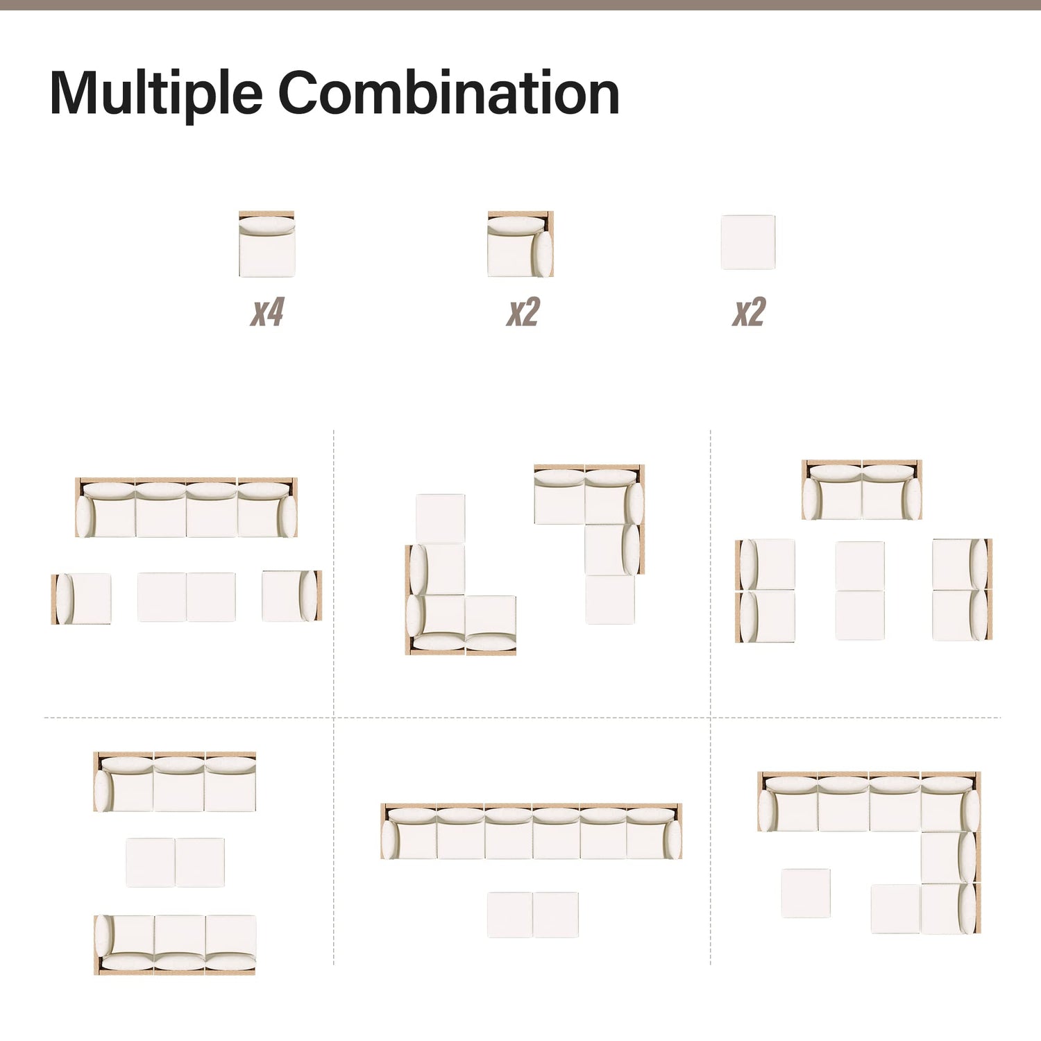 LAUSAINT HOME Outdoor Patio Furniture, 6 Piece Outdoor Sectional Sofa PE Rattan Wicker Patio Conversation Sets, All Weather Patio Furniture Set with Thick Cushions for Garden, Backyard(Beige)