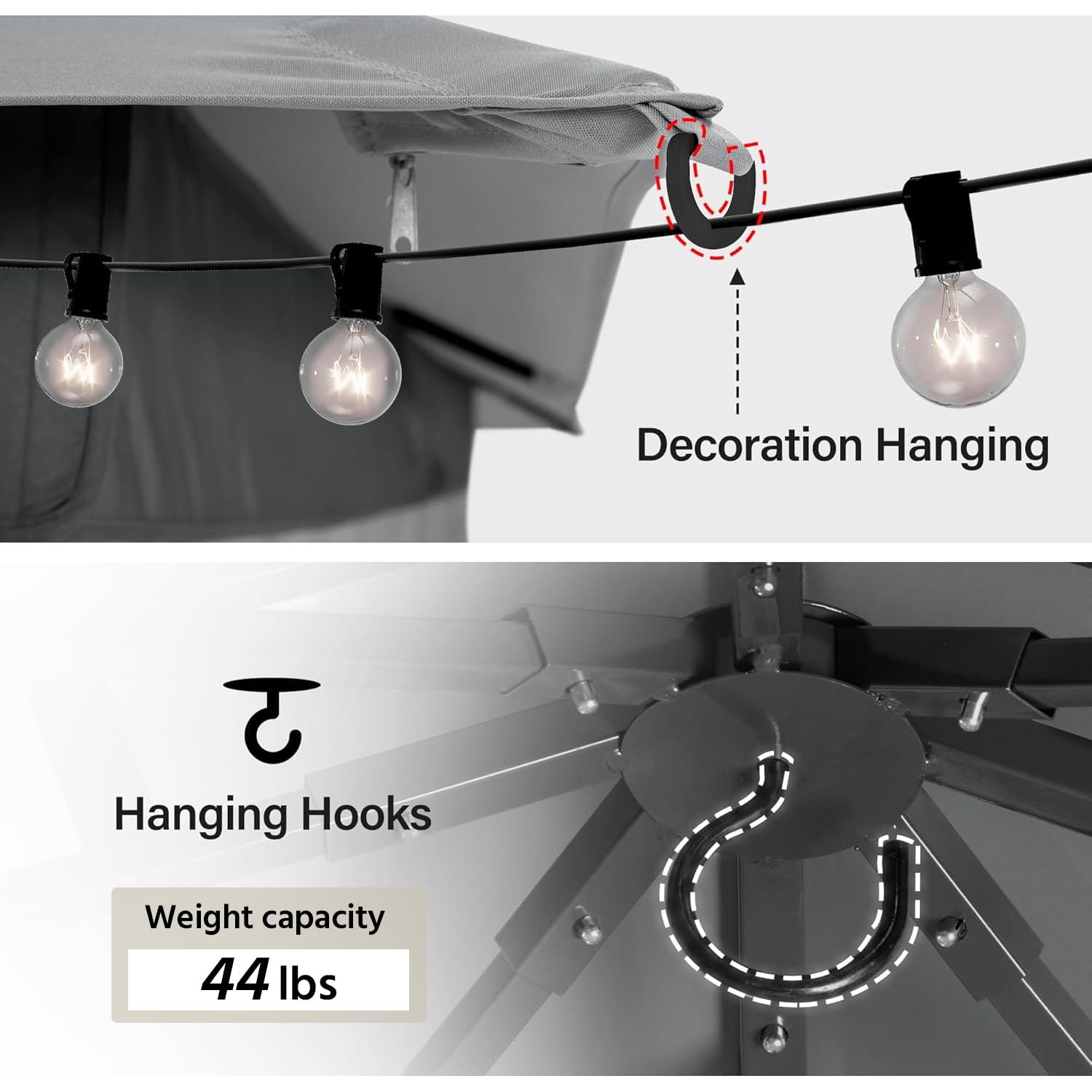 LAUSAINT HOME Semi-Permanent Outdoor Patio Gazebo 10&