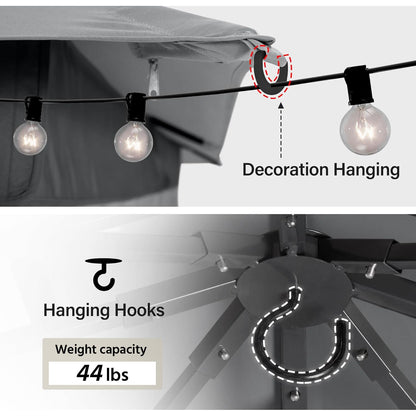 LAUSAINT HOME Semi-Permanent Outdoor Patio Gazebo 10&