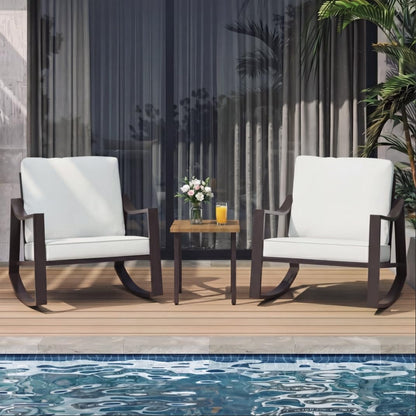LAUSAINT HOME Outdoor Rocking Bistro Set, 3 Piece Patio Conversation Set