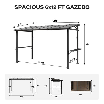 LAUSAINT HOME 5x8 FT Outdoor Grill Gazebo Canopy, BBQ Gazebo with 2-Tier Vented Top, 2 Durable Shelves &amp; Metal Frame Grill ShelterDark Gray