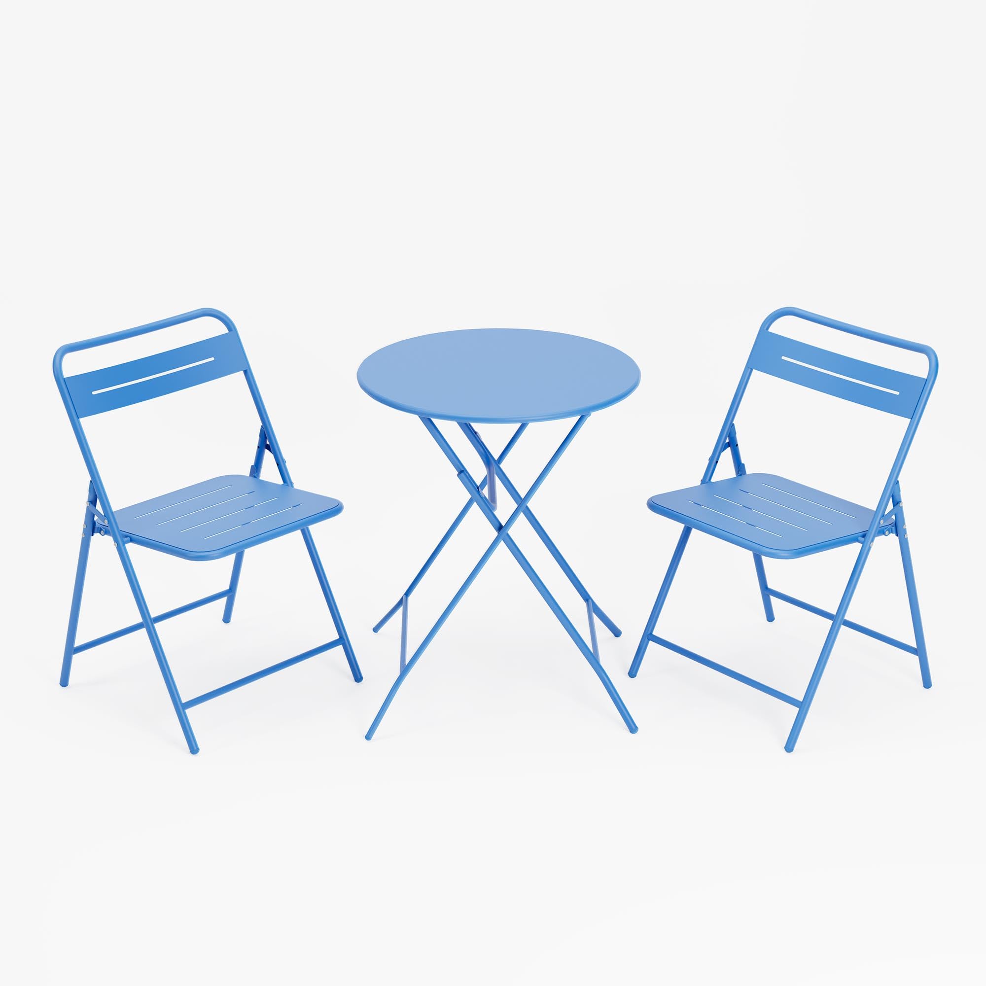 LAUSAINT HOME 3-Piece Steel Folding Bistro Set, Premium Weather-Resistant Patio Table &amp; 2 Chairs