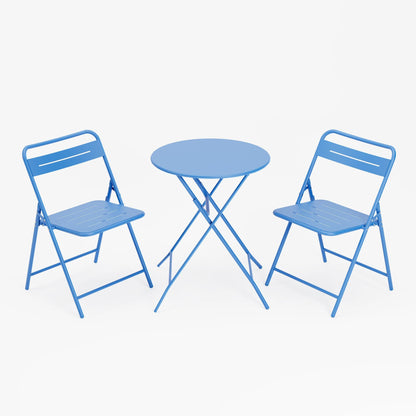 LAUSAINT HOME 3-Piece Steel Folding Bistro Set, Premium Weather-Resistant Patio Table &amp; 2 Chairs