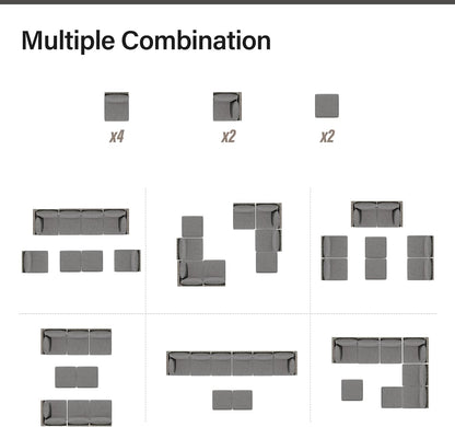 LAUSAINT HOME Outdoor Patio Furniture, 8 Piece Outdoor Sectional Sofa PE Rattan Wicker Patio Conversation Sets