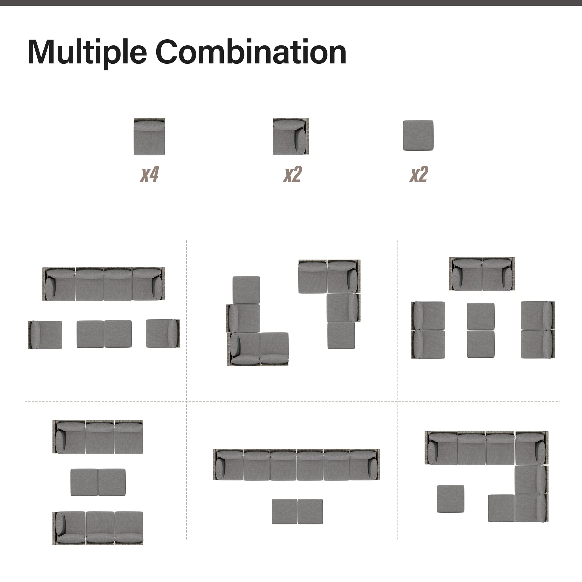 LAUSAINT HOME Outdoor Patio Furniture, 6 Piece Outdoor Sectional Sofa PE Rattan Wicker Patio Conversation Sets, All Weather Patio Furniture Set with Thick Cushions for Garden, Backyard(Beige)