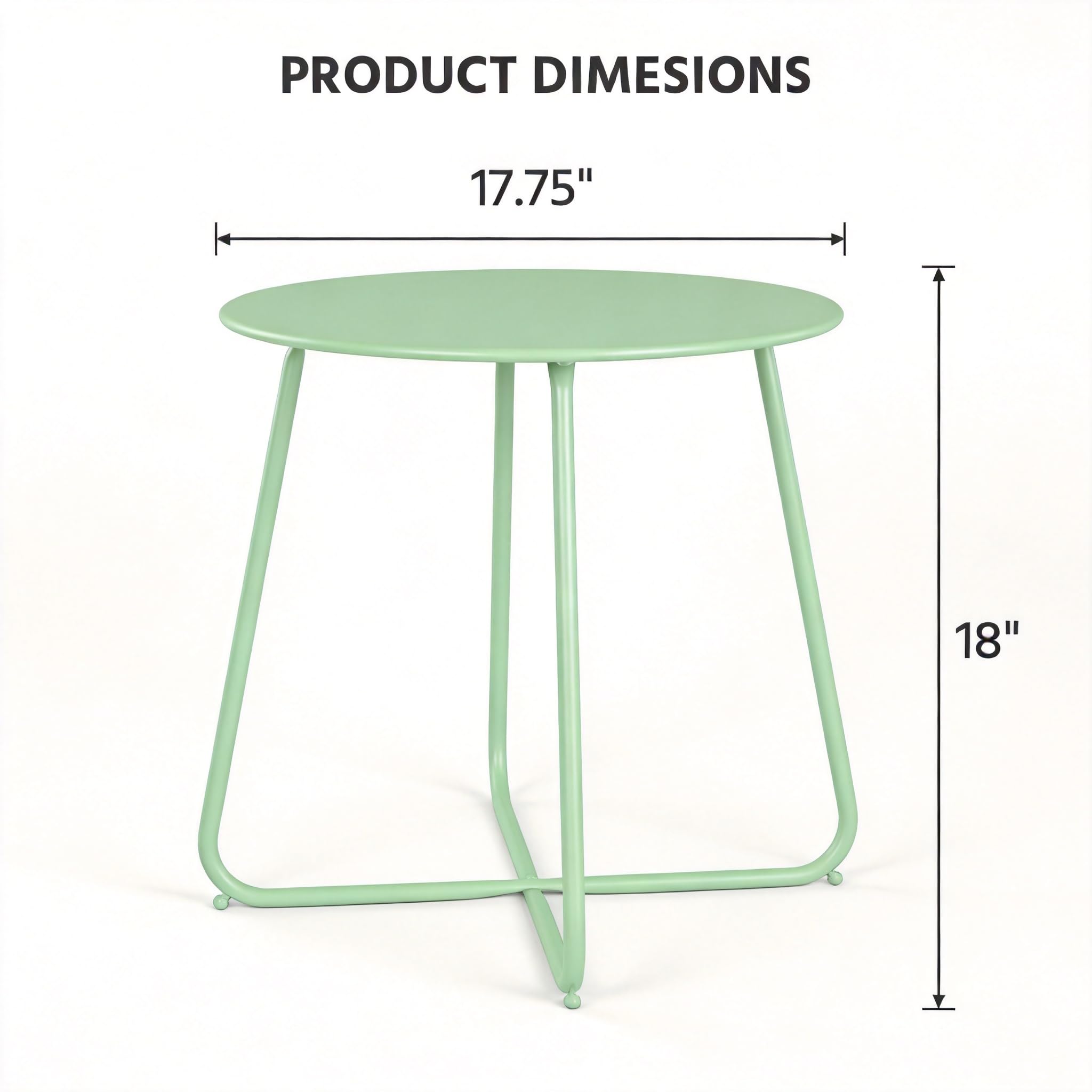 LAUSAINT HOME 18" Outdoor Side Table, Small Round Patio Table with Adjustable Footpads
