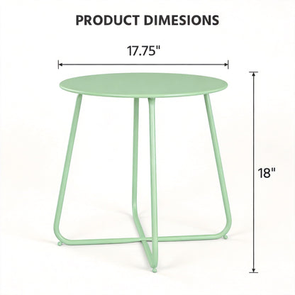 LAUSAINT HOME 18" Outdoor Side Table, Small Round Patio Table with Adjustable Footpads