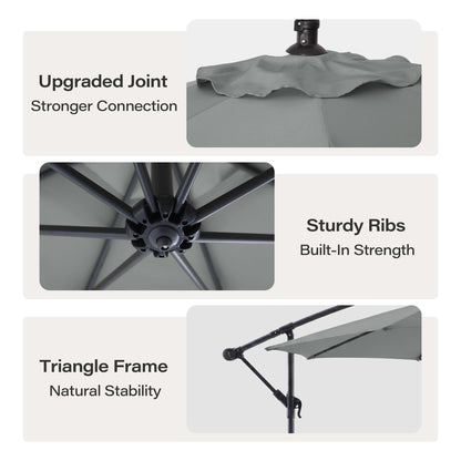 LAUSAINT HOME 10ft Offset Patio Umbrella, Cantilever Hanging Market Umbrella
