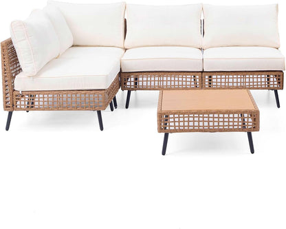 LAUSAINT HOME Outdoor Sectional Sofa Set All-Weather Patio Conversation Set with Thick Cushions