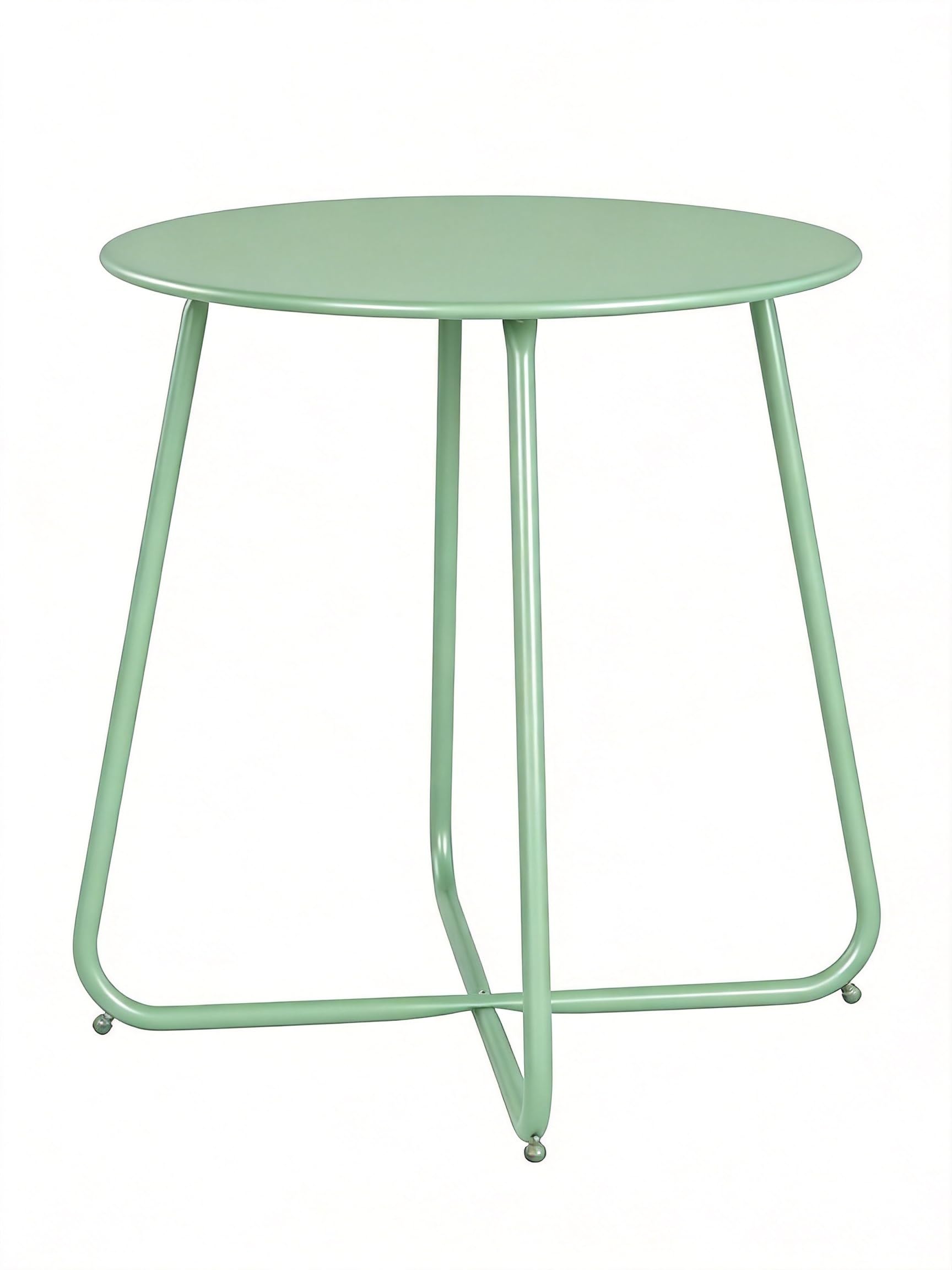 LAUSAINT HOME 18" Outdoor Side Table, Small Round Patio Table with Adjustable Footpads