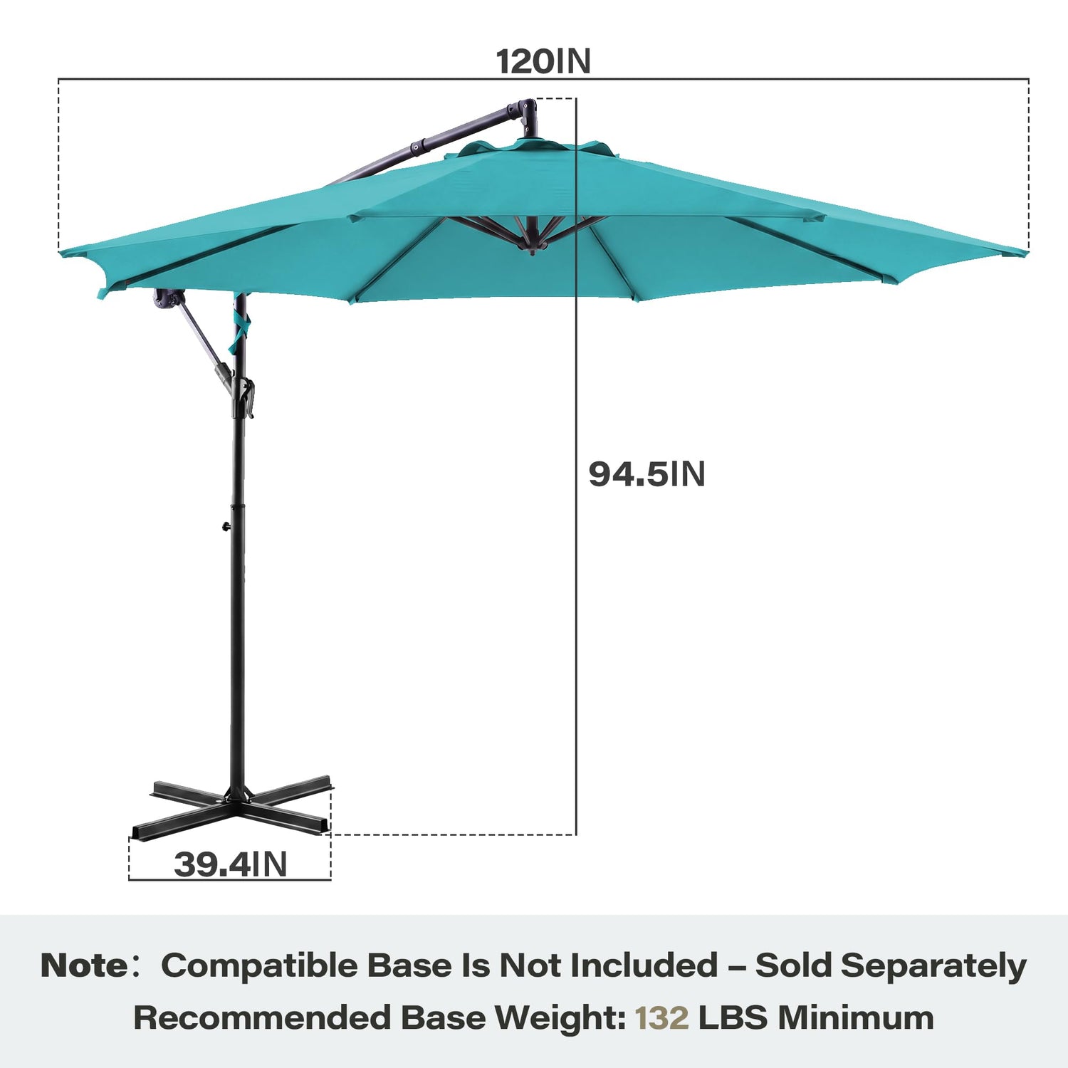 LAUSAINT HOME 10ft Offset Patio Umbrella, Cantilever Hanging Market Umbrella