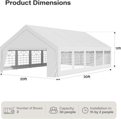 LAUSAINT HOME Party Tent Canopy, Waterproof Heavy-Duty Event Shelter with Removable Sidewalls