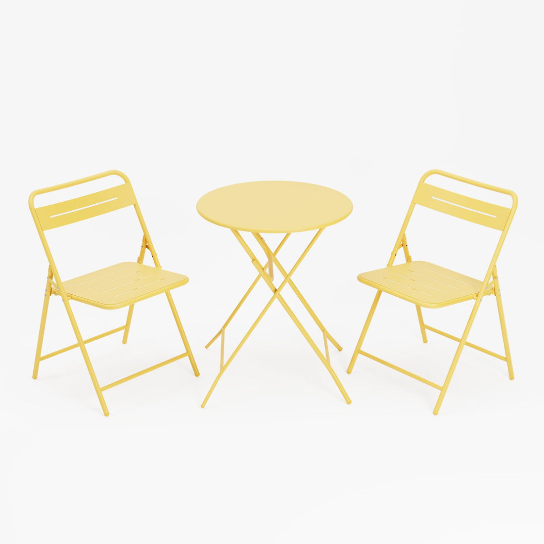LAUSAINT HOME 3-Piece Steel Folding Bistro Set, Premium Weather-Resistant Patio Table &amp; 2 Chairs