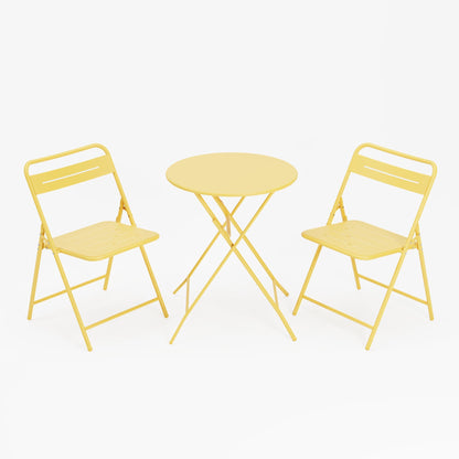 LAUSAINT HOME 3-Piece Steel Folding Bistro Set, Premium Weather-Resistant Patio Table &amp; 2 Chairs
