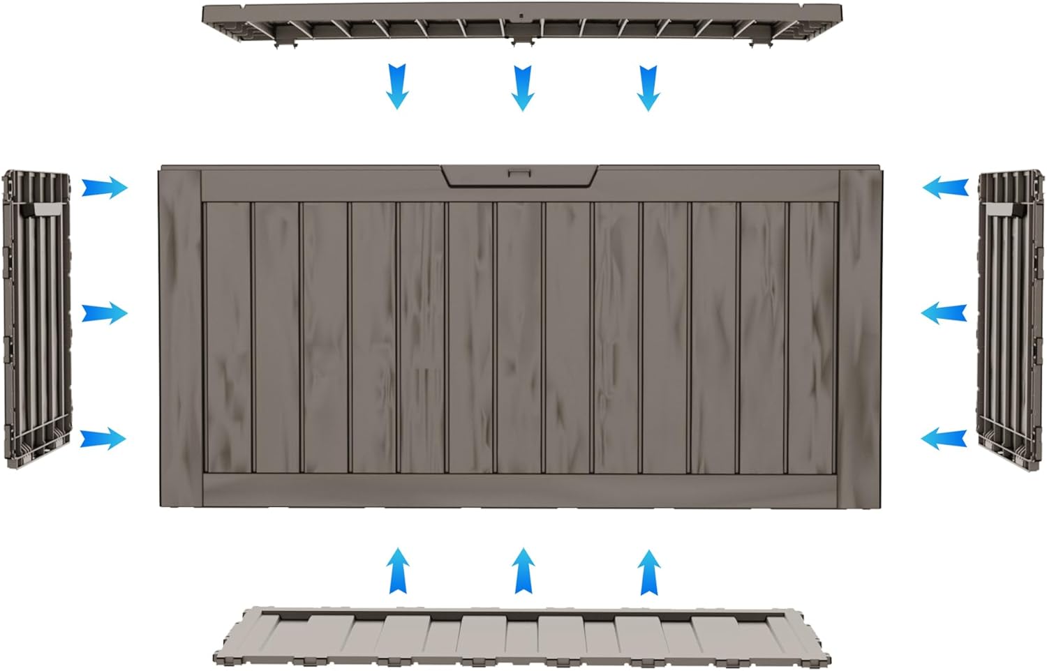 LAUSAINT HOME Resin Deck Box for Outdoor Storage - Weatherproof Patio Storage Bench