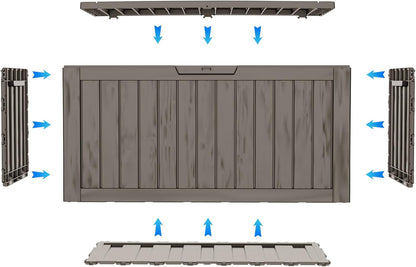 LAUSAINT HOME Resin Deck Box for Outdoor Storage - Weatherproof Patio Storage Bench