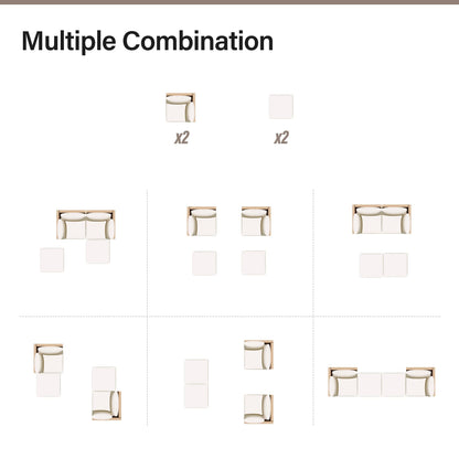 LAUSAINT HOME Outdoor Patio Furniture, 6 Piece Outdoor Sectional Sofa PE Rattan Wicker Patio Conversation Sets, All Weather Patio Furniture Set with Thick Cushions for Garden, Backyard(Beige)
