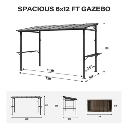 LAUSAINT HOME 5x8 FT Outdoor Grill Gazebo Canopy, BBQ Gazebo with 2-Tier Vented Top, 2 Durable Shelves &amp; Metal Frame Grill ShelterDark Gray