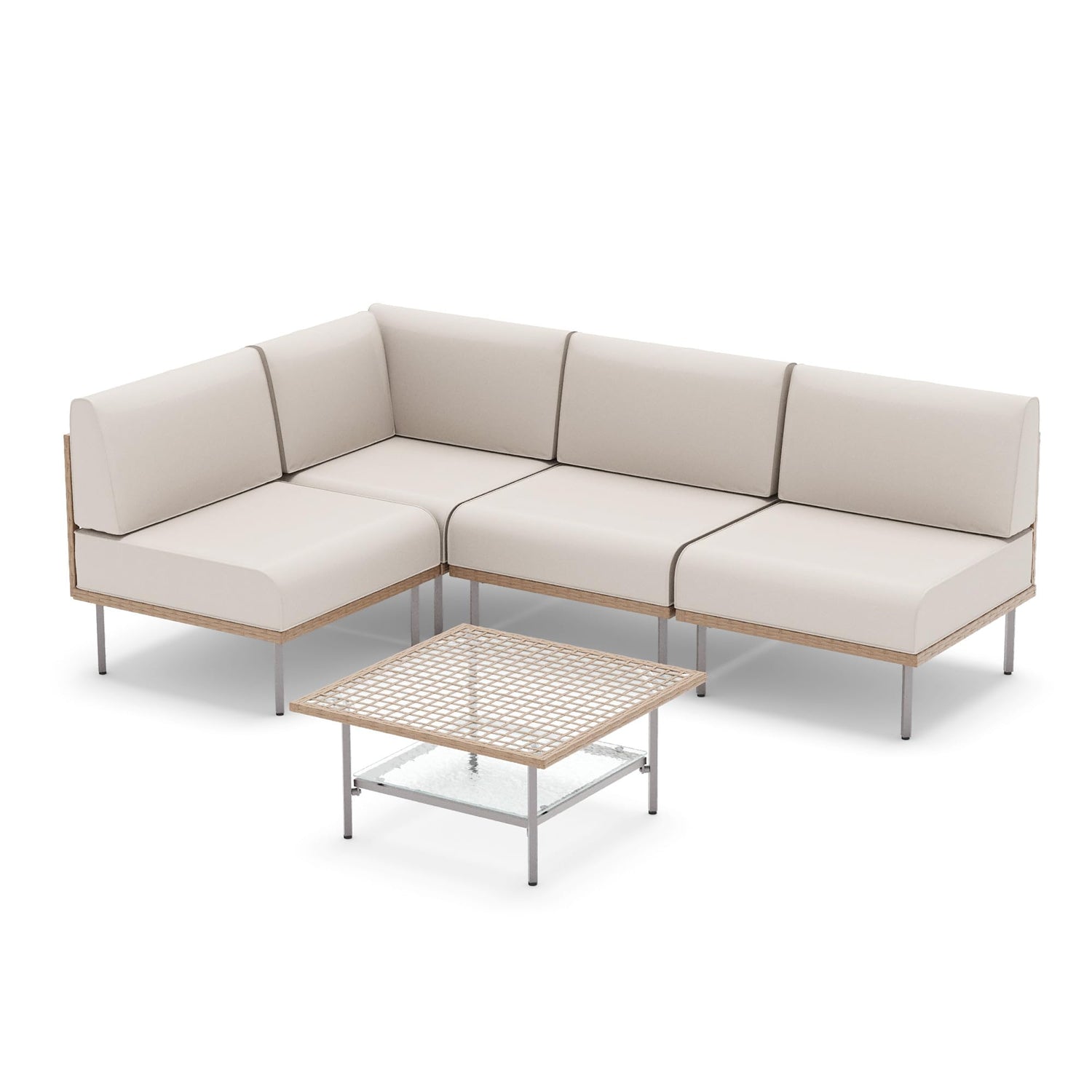 LAUSAINT HOME 7-Piece Outdoor Patio Furniture Set, Wicker Outdoor Conversation Set PE Rattan Sectional Sofa with Washable Cushions and Tempered Glass Table for Garden (Grey)