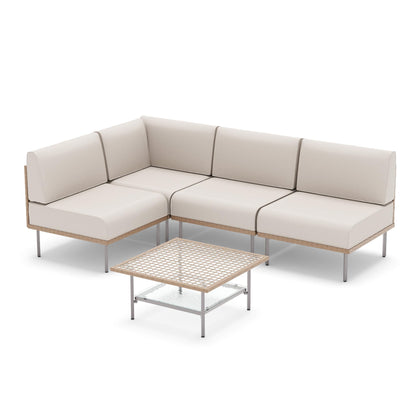 LAUSAINT HOME 7-Piece Outdoor Patio Furniture Set, Wicker Outdoor Conversation Set PE Rattan Sectional Sofa with Washable Cushions and Tempered Glass Table for Garden (Grey)
