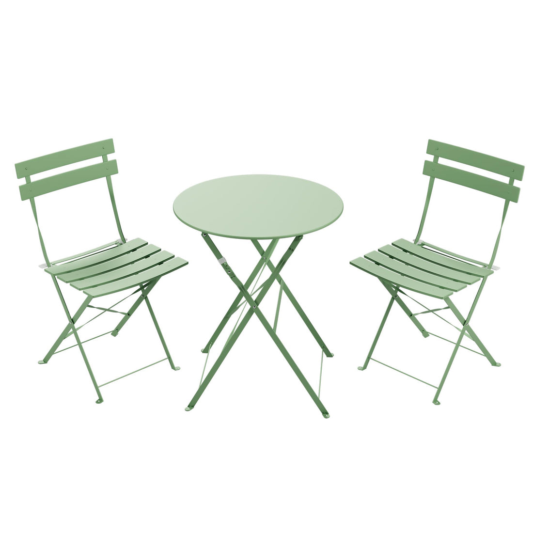 LAUSAINT HOME 3-Piece Steel Folding Bistro Set, Premium Weather-Resistant Patio Table &amp; Chairs