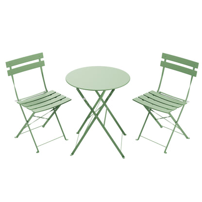 LAUSAINT HOME 3-Piece Steel Folding Bistro Set, Premium Weather-Resistant Patio Table &amp; Chairs