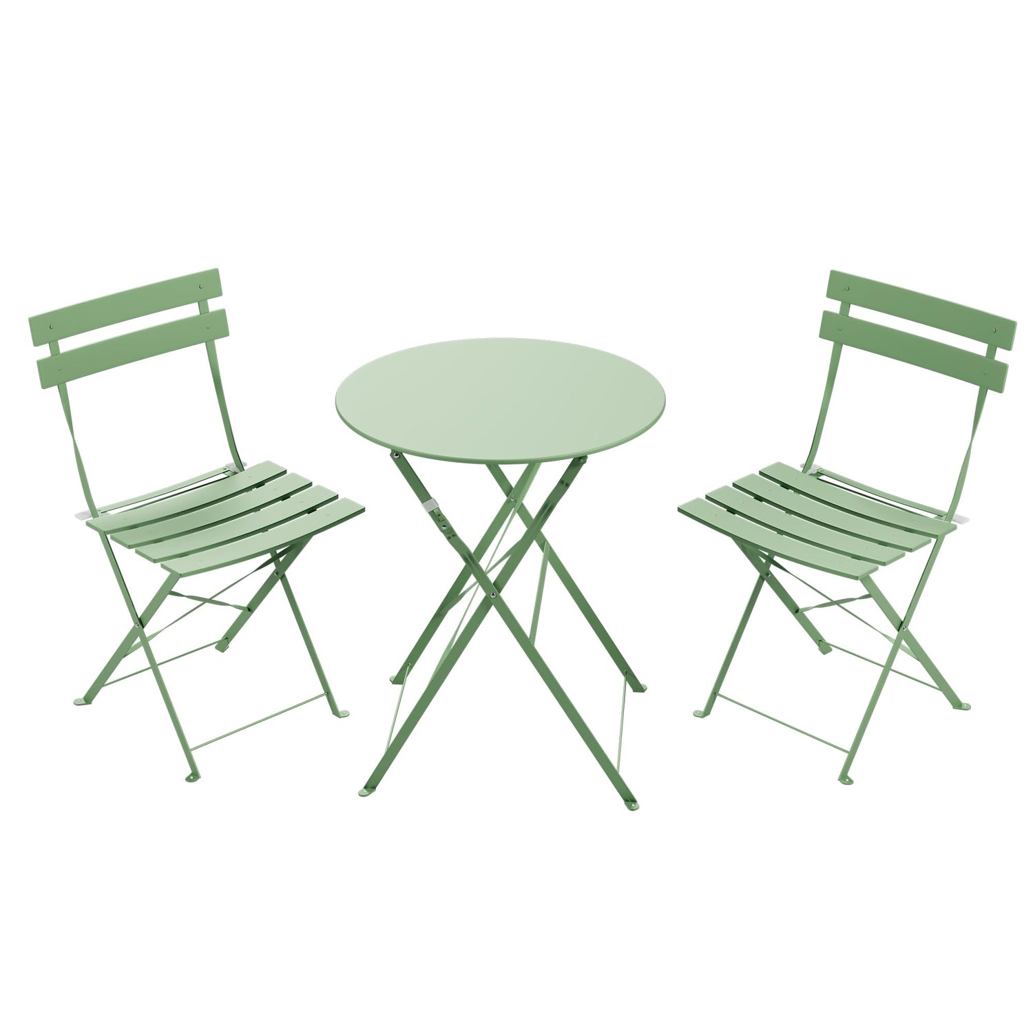 LAUSAINT HOME 3-Piece Steel Folding Bistro Set, Premium Weather-Resistant Patio Table &amp; 2 Chairs