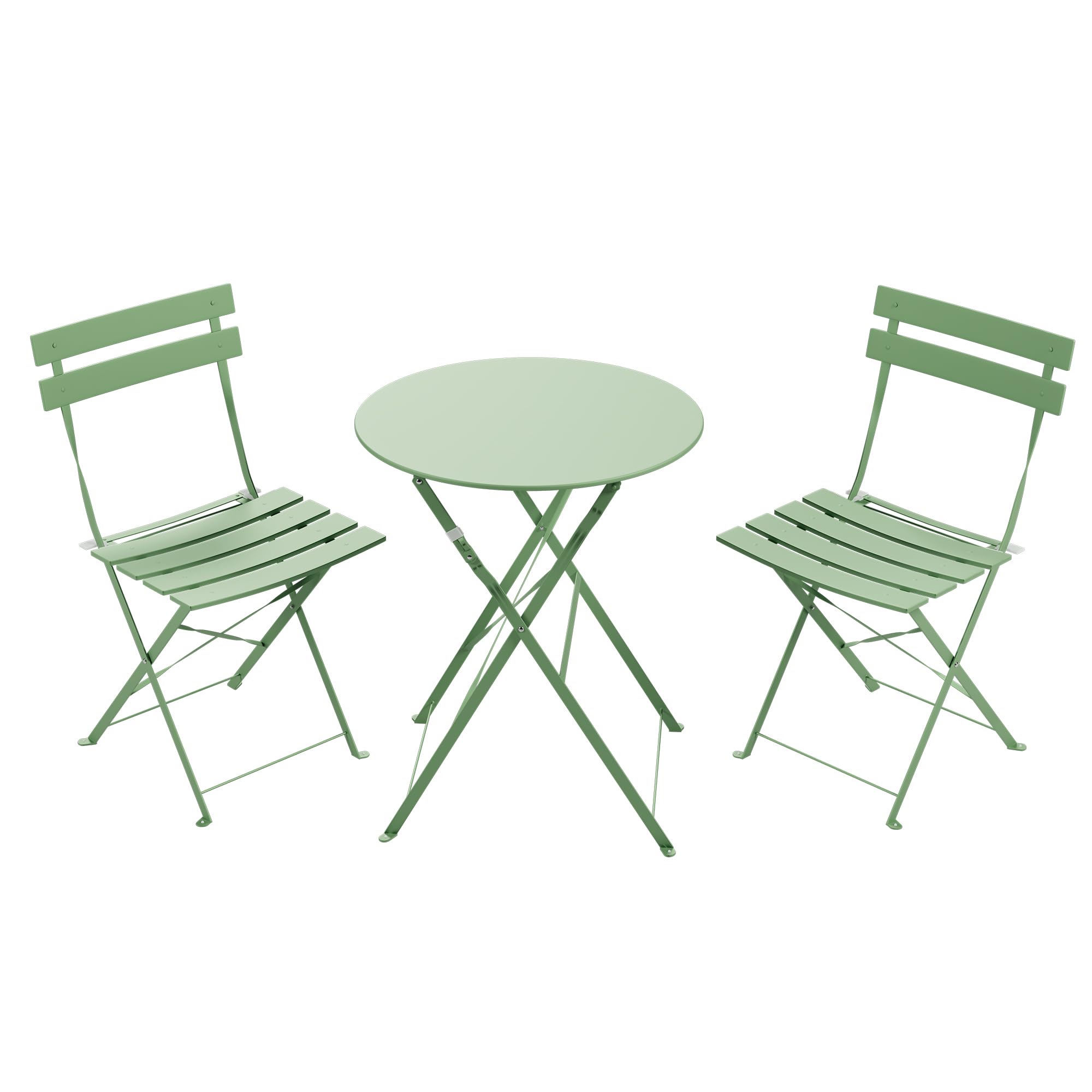 LAUSAINT HOME 3-Piece Steel Folding Bistro Set, Premium Weather-Resistant Patio Table &amp; 2 Chairs