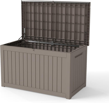 LAUSAINT HOME Resin Deck Box for Outdoor Storage - Weatherproof Patio Storage Bench