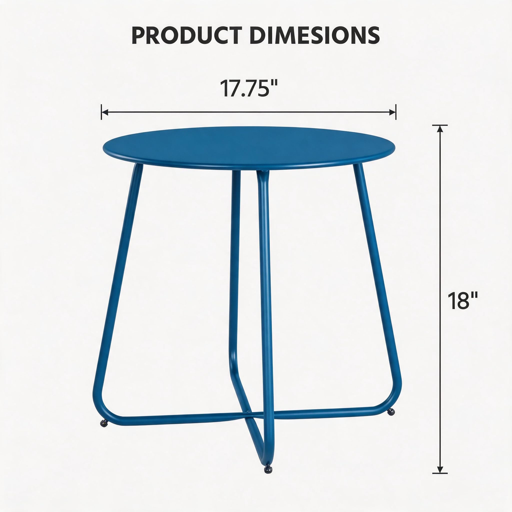 LAUSAINT HOME 18" Outdoor Side Table, Small Round Patio Table with Adjustable Footpads