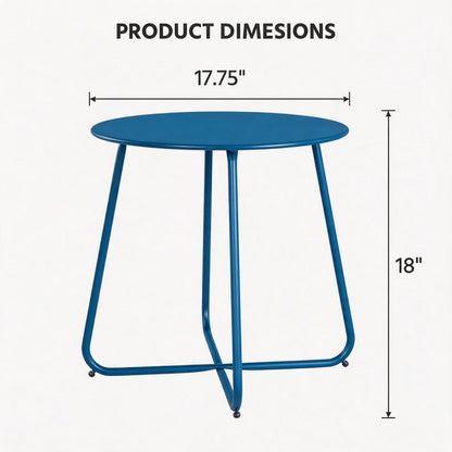 LAUSAINT HOME 18" Outdoor Side Table, Small Round Patio Table with Adjustable Footpads