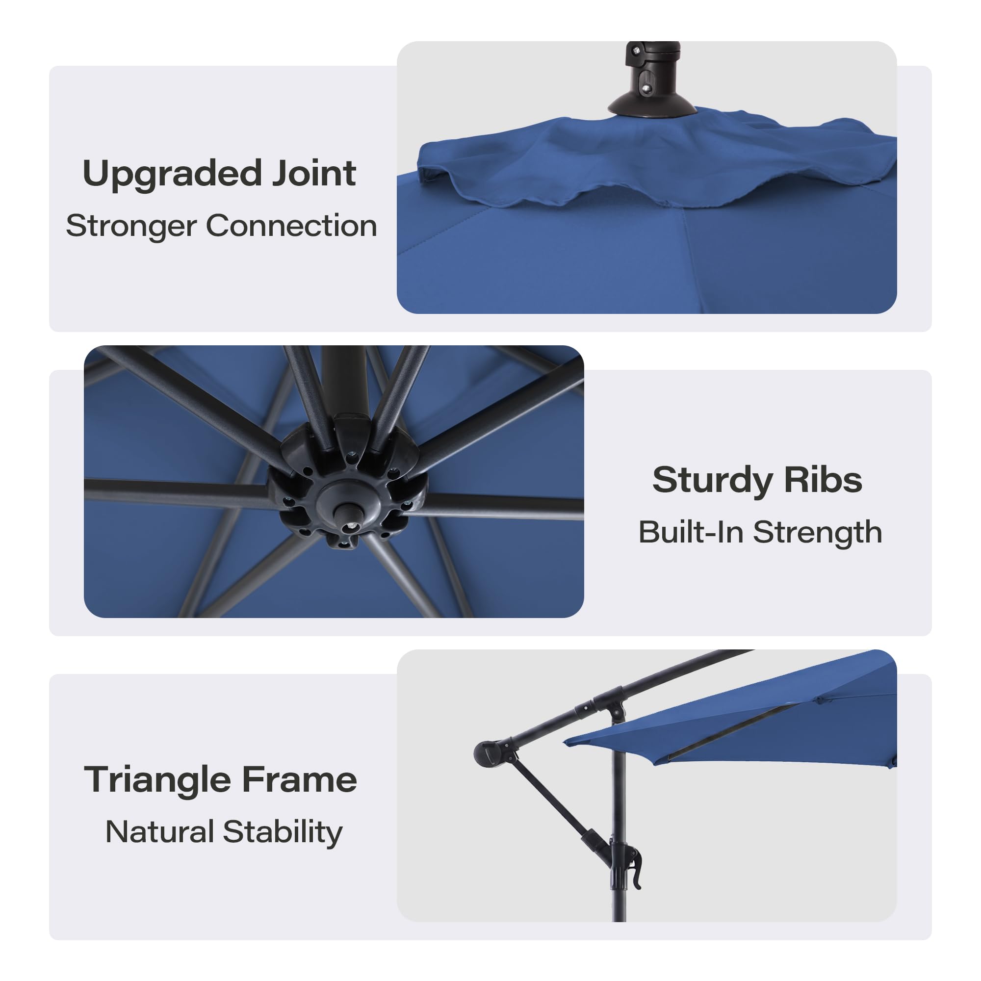 LAUSAINT HOME 10ft Offset Patio Umbrella, Cantilever Hanging Market Umbrella