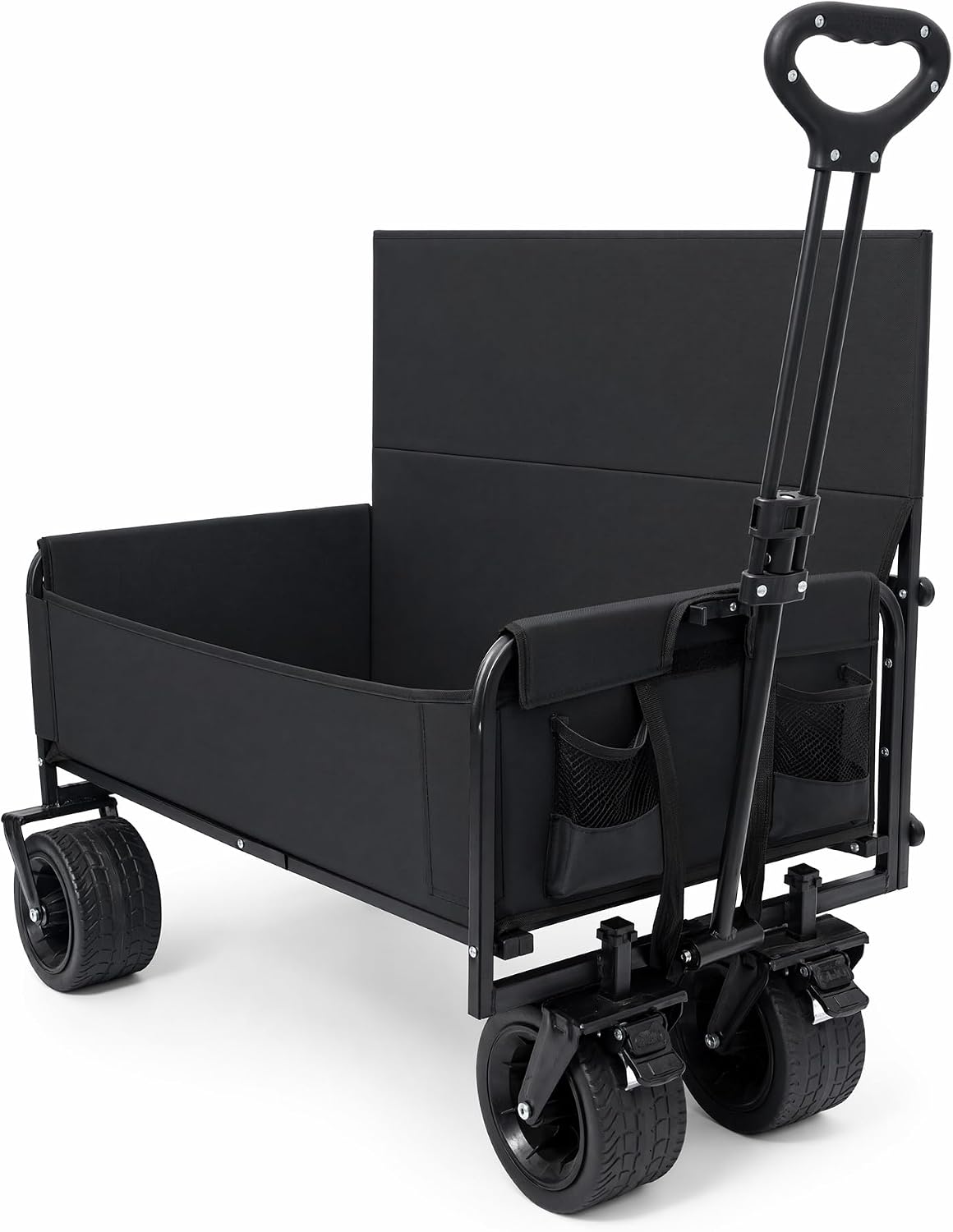 LAUSAINT HOME 3-in-1 Foldable Wagon Cart with Bench Seat, Heavy Duty Collapsible Utility Wagon