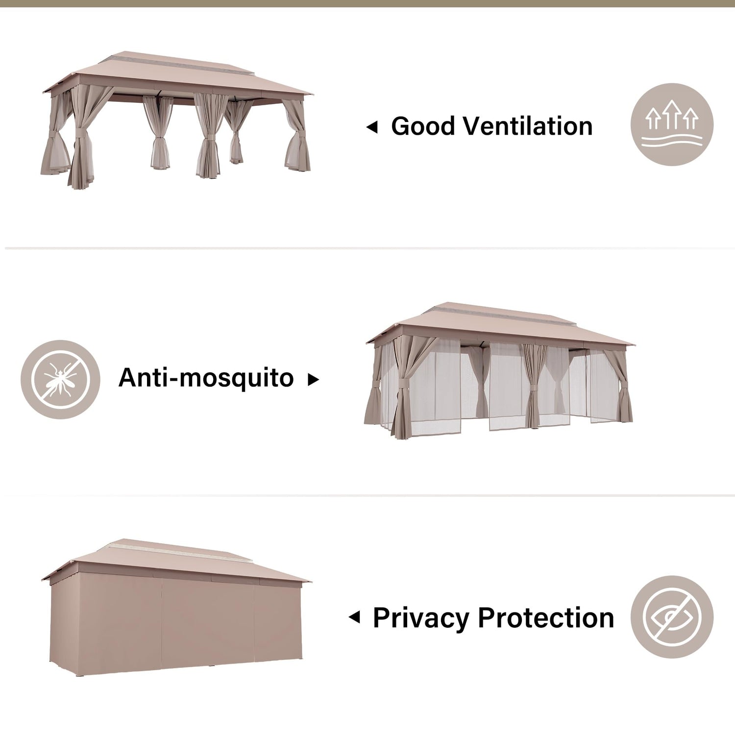 LAUSAINT HOME Semi-Permanent Outdoor Patio Gazebo 10&