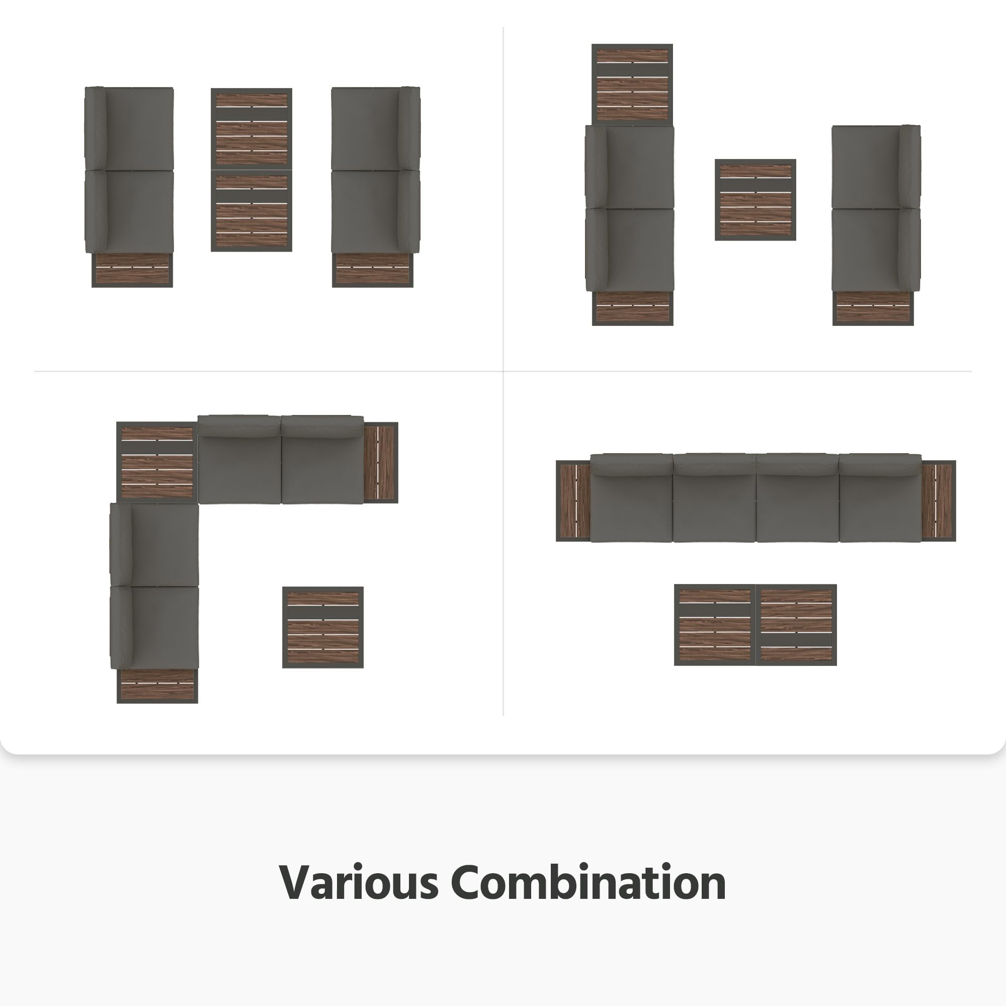 LAUSAINT HOME Patio Furniture Set, Outdoor Conversation Sets with Coffee Table